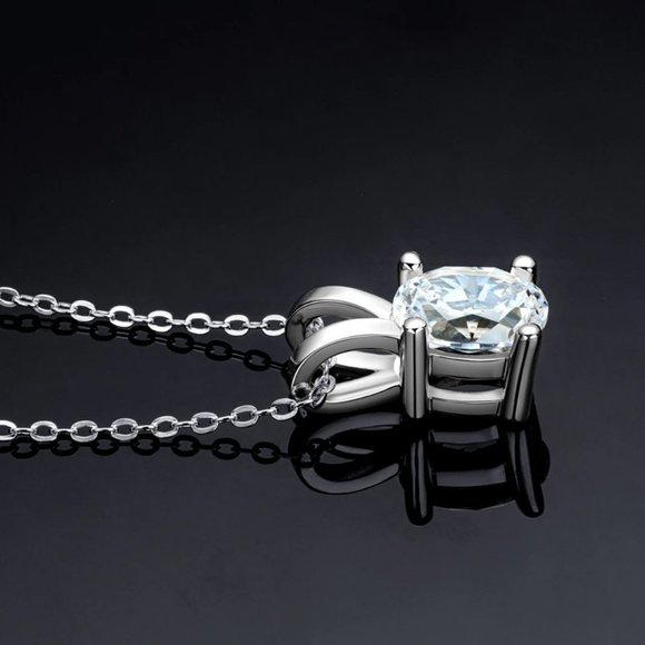 Certified 1ct. t.w. Moissanite Diamond Oval Pendant Necklace NEW - Picture 5 of 10